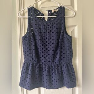 Navy peplum top. Cremieux. XS.